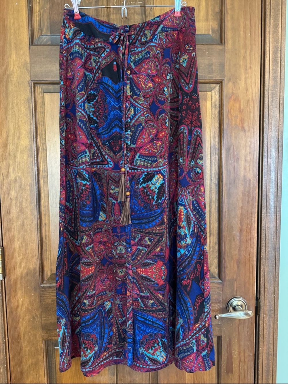 Hannah Multicolor Paisley Knit Maxi Skirt with Jewel Tones, XL